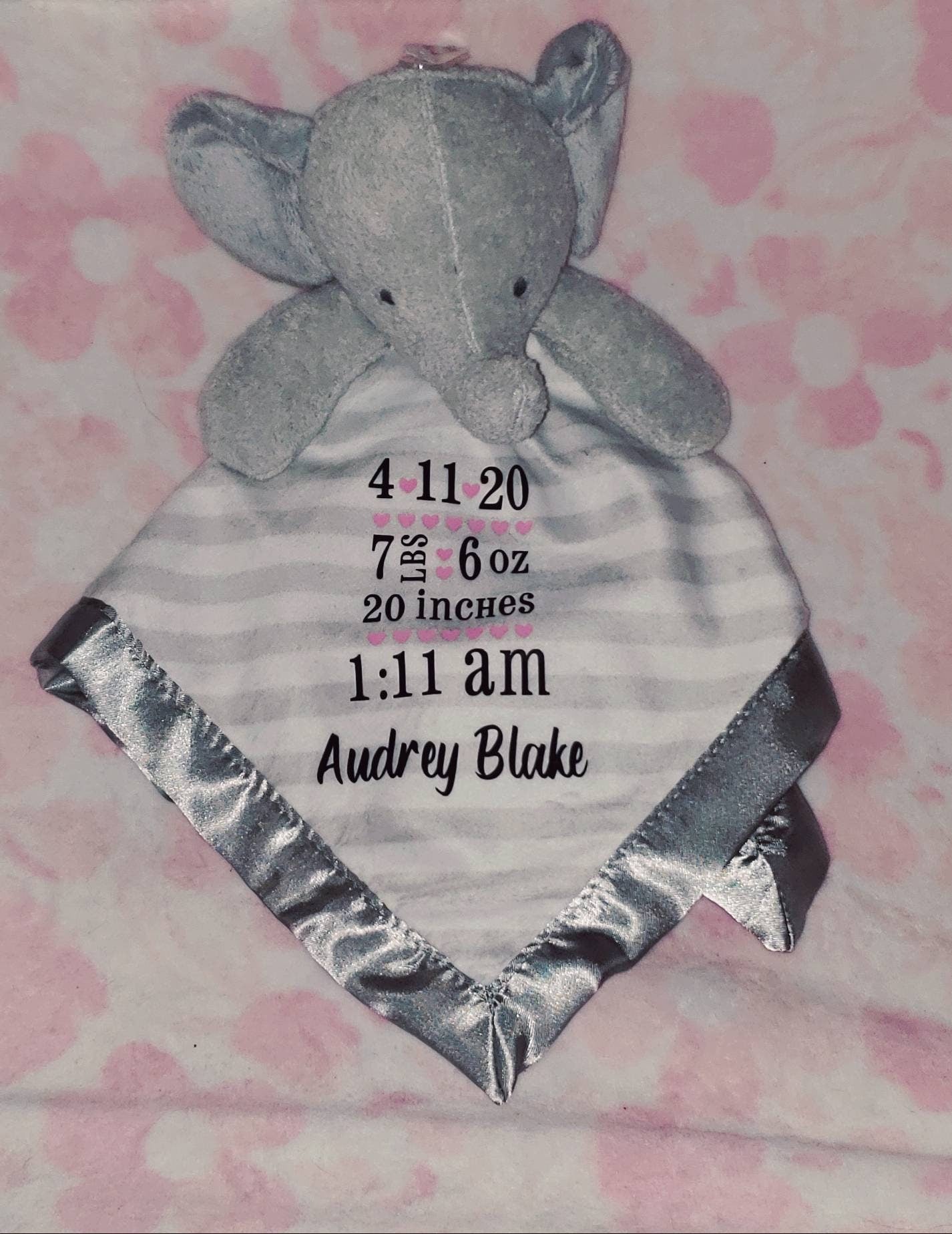 Personalized Baby Lovey Security Blanket - Newborn - Babygift - Personalized -Birth Stats