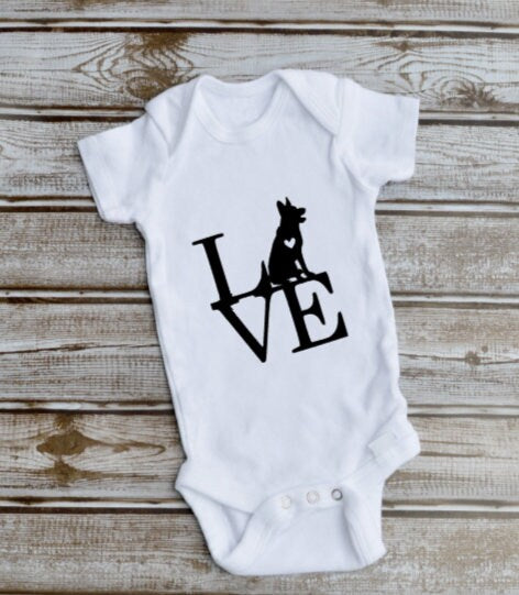 German Shepherd Love BodySuit - GSD - Dog Lovers - Baby gift - german shepherd - gift for baby - gift for newborn