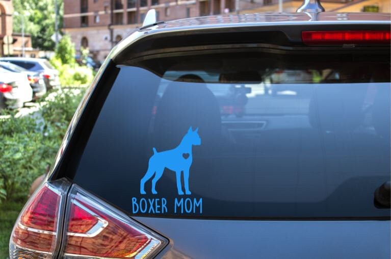 Boxer Mom Window Decal- Boxer Dog- I love my dog- Boxer- Dog Mom gift- Boxer Dog Mom