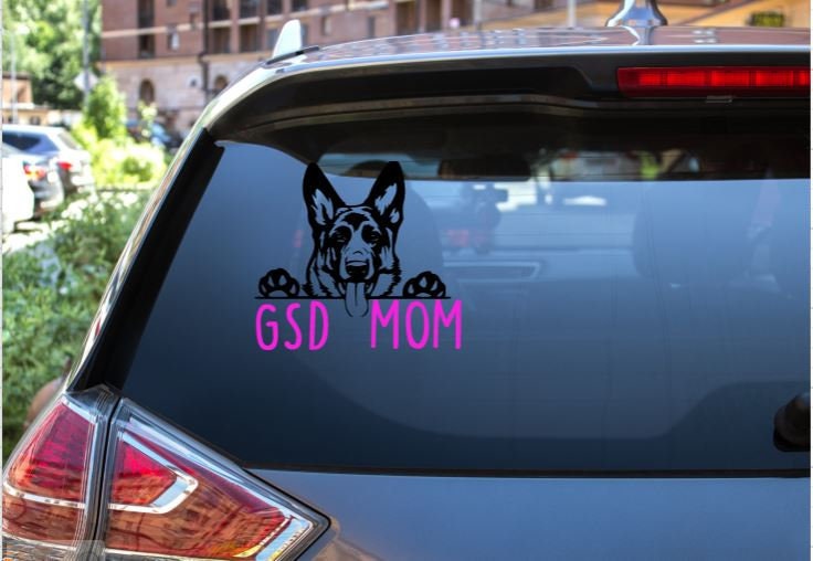German Shepherd Mom Car Window Decal-Laptop Decal- Decal- German Shepherd Mom- German shepherd
