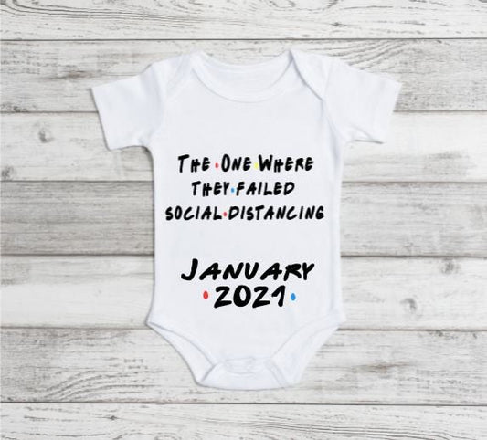 Social Distancing/ Quarantine Friends Pregnancy Annoucement BodySuit