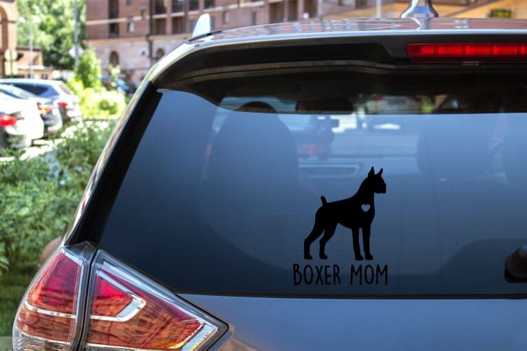 Boxer Mom Window Decal- Boxer Dog- I love my dog- Boxer- Dog Mom gift- Boxer Dog Mom