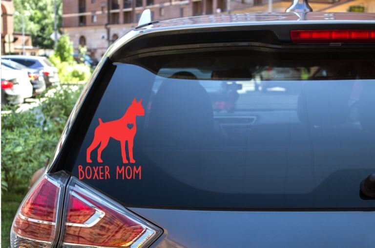 Boxer Mom Window Decal- Boxer Dog- I love my dog- Boxer- Dog Mom gift- Boxer Dog Mom