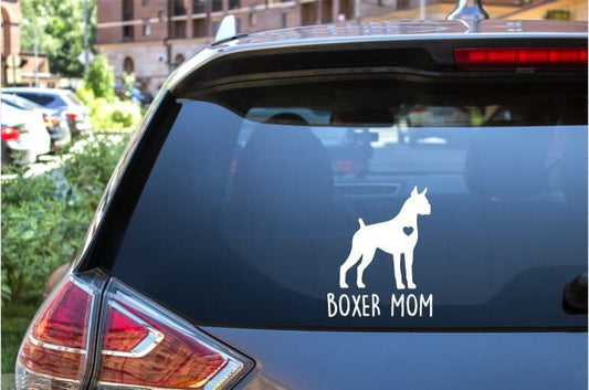 Boxer Mom Window Decal- Boxer Dog- I love my dog- Boxer- Dog Mom gift- Boxer Dog Mom