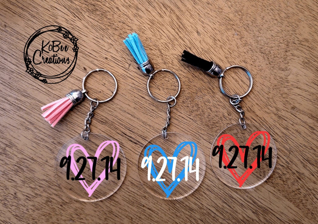 Anniversary Keychain - Anniversary - Acrylic Keychain - Anniversary gift- gift for wife - gift for friend - newlyweds