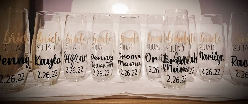 Bride Squad Champagne Flutes - wedding party - bridal party - bachelorette party - bridesmaids - bridal party gift - personalized bridesmaid