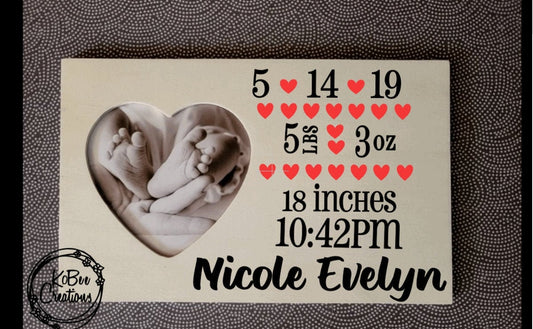 Personalized Birth Stats Wooden Frame - Newborn gift - personalized gift - Birth stats - Gift for new baby - Gift for new parents