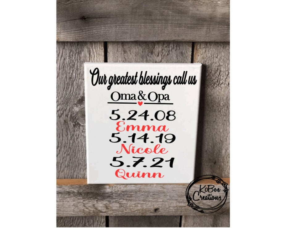 Our Greatest Blessings call us Oma & Opa - wall decor - gift for oma and opa - grandparents gift - gift from grandchildren - christmas gift