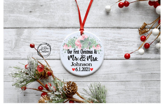 First Christmas Married Ornament- First Christmas Ornament - Just Married - wedding gift - Gift for Couple - Wedding -