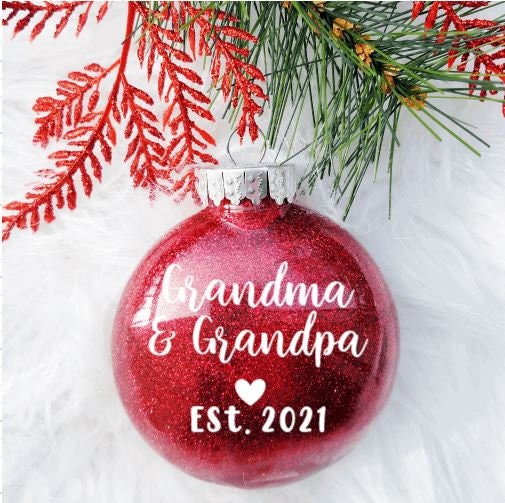 Grandma & Grandpa Ornament - Pregnancy Announcement - announcement ornament - christmas - were pregnant - gift for parents