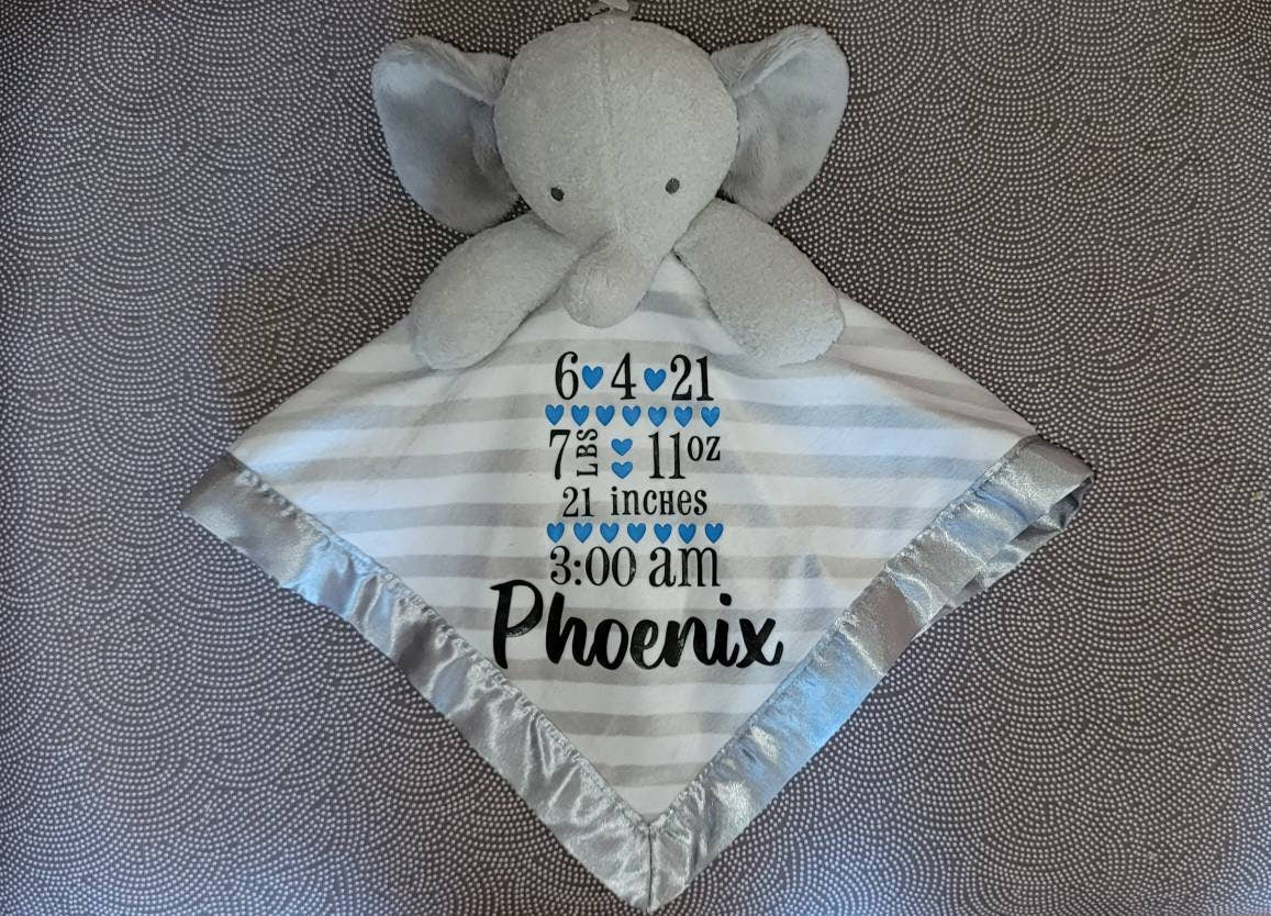 Personalized Baby Lovey Security Blanket - Newborn - Babygift - Personalized -Birth Stats