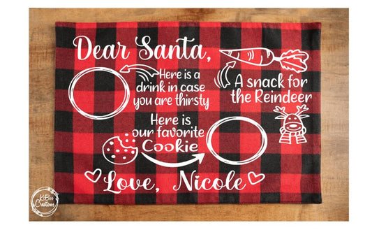 Personalized Santa Cookies & Milk Placemat - christmas eve - gifts for kids - christmas decorations - personalized christmas kids -