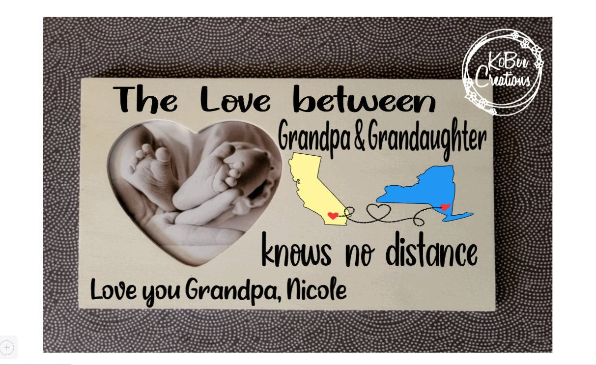 Personalized Wooden Picture frame - state to state - distance - long distance - grandkids - gift for grandparents