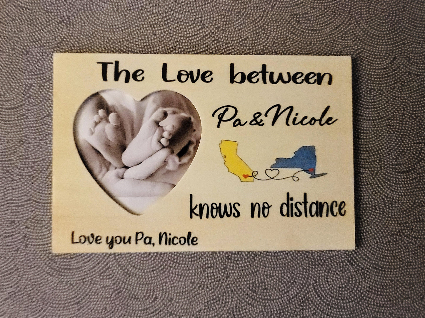 Personalized Wooden Picture frame - state to state - distance - long distance - grandkids - gift for grandparents