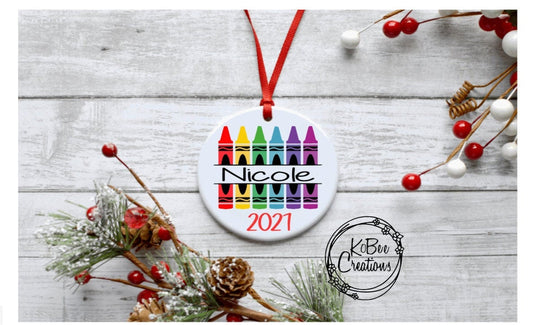 Personalized Crayon Ornament - Personalized Kids Ornament - Christmas Ornament - Gifts for Kids- Christmas Gifts - Gift for Students