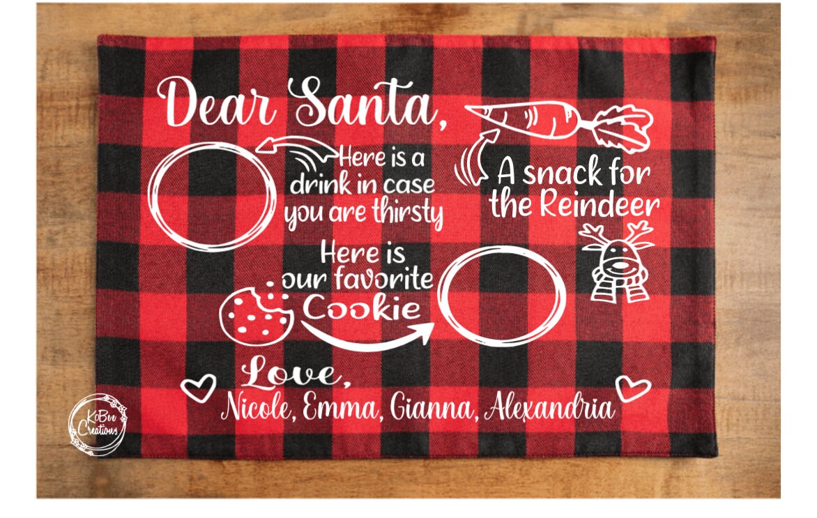 Personalized Santa Cookies & Milk Placemat - christmas eve - gifts for kids - christmas decorations - personalized christmas kids -