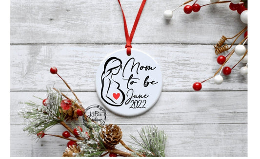 Mom To Be Ceramic Ornament - expecting mom - personalized pregnancy ornament - gift for new mom - christmas ornament for new mom -