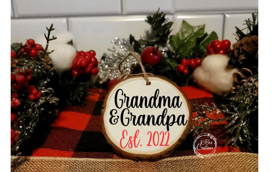 Grandma and Grandpa Ornament - Pregnancy Announcement - Promoted to Grandma and Grandpa - Christmas Ornament for Parents - Announcement