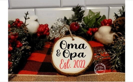 Oma & Opa Wooden Ornament - announcement - oma and opa christmas - christmas ornament- were pregnant- promoted to oma and opa -