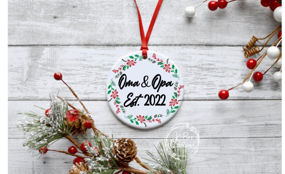 Oma & Opa Ornament - Pregnancy Announcement Ornament - Christmas Gift - Christmas 2021 - We're Expecting - Gift for Parents