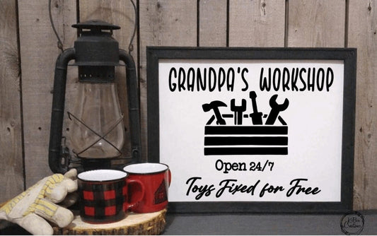 Grandpa's Workshop Framed Canvas - Gift for Grandpa - Christmas Gift - Christmas - Garage Gift - Personalized Gift