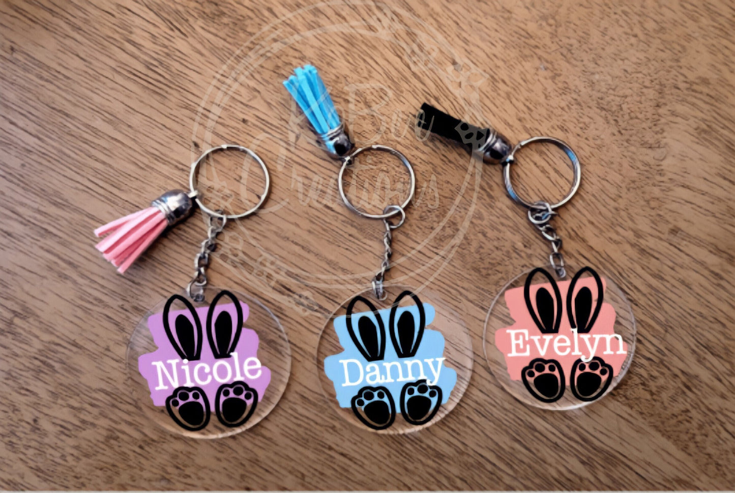 Personalized Bunny Keychain - Easter - Acrylic Keychain - Easter Gift for Kids - Easter Basket Ideas - Personalized Gift for Kids